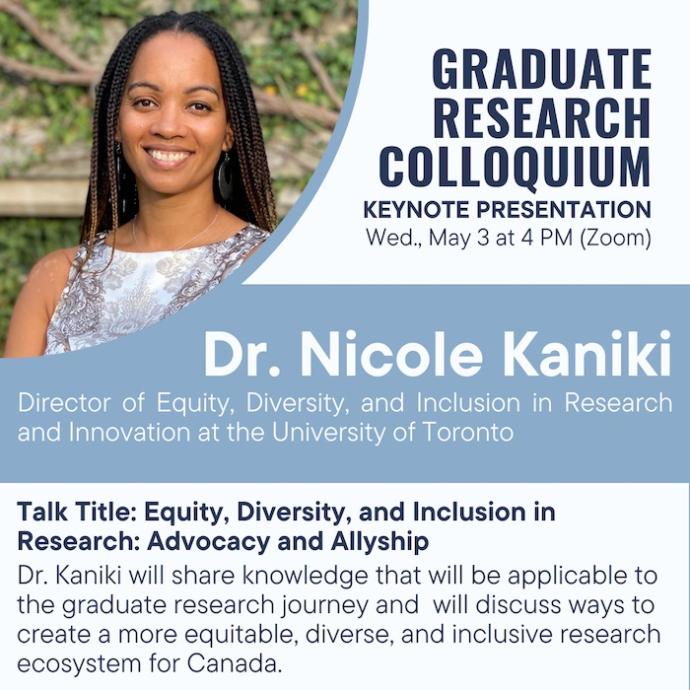 Dr. Nicole Kaniki is the keynote speaker for the 2023 Graduate Research Colloquium