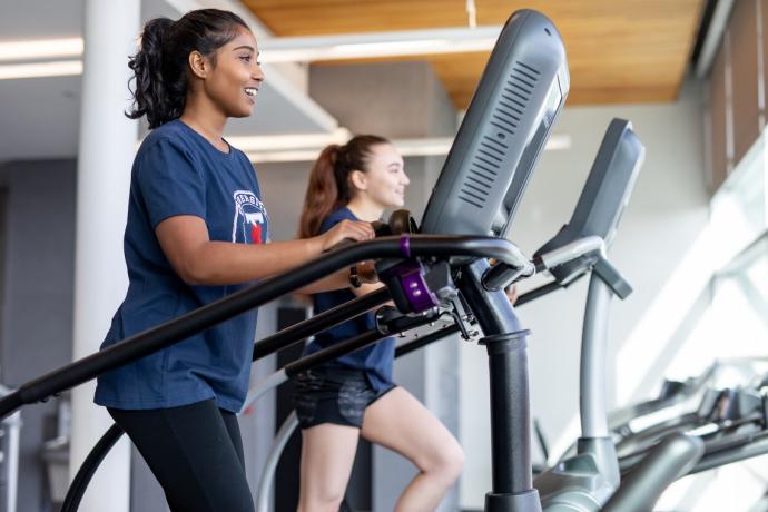 Students working out at UTM's Recreation, Athletics, and Wellness Centre (RAWC)