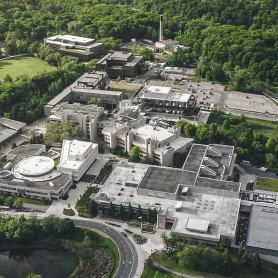 aerial view of UTM campus in summer