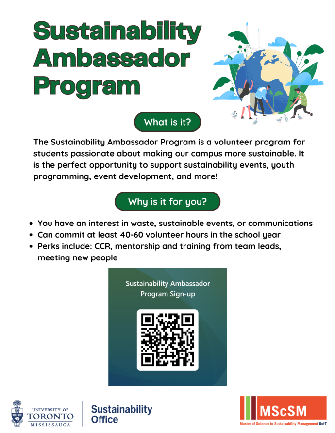 Flyer with details about sustainability ambassador program 