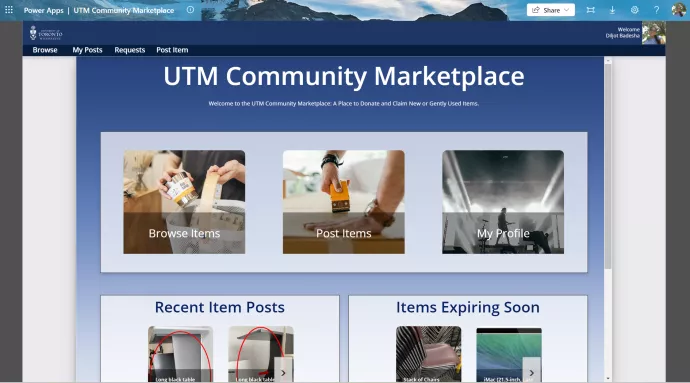 Home page of marketplace app