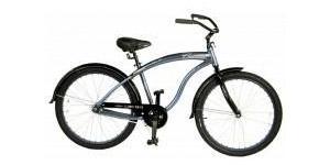The silver cadillac cruiser bike on a white background