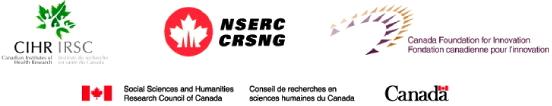 logos for CIHR IRSC, NSERC CRSHG, Canada Foundatoin for Innovation, Social Sciences and Humanities