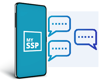 mySSP on cellphone with text bubbles