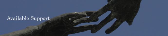 Image for Available Support, of hands of a statue reaching out to each other.