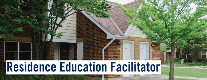 Banner that reads "Residence Education Facilitator" with a photo of MaGrath