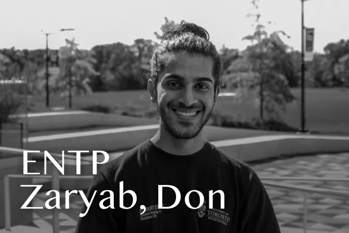 Headshot of ENTP with text reading "ENTP Zaryab, Don"