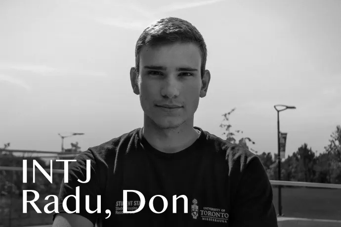 Headshot of Radu with text reading "INTJ Radu, Don"