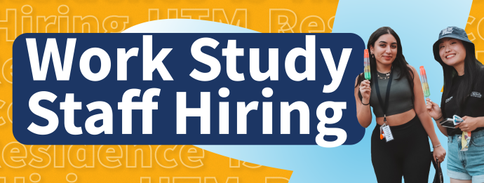 Banner with text "Work Study Staff Hiring"