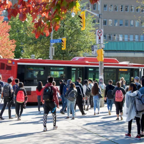 Students taking public transit