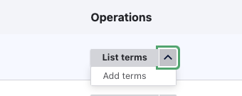 Screenshot of add terms button