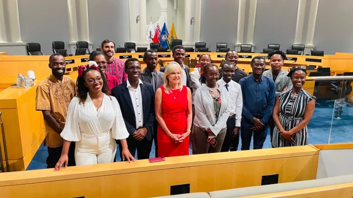 Group of people standing with the Mayor of Mississauga