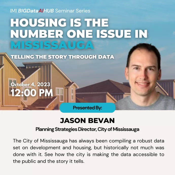 Man in front of housing talking about big data