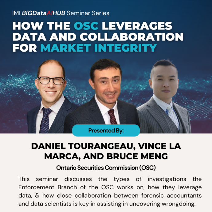 Three men in suits talking about data and market integrity