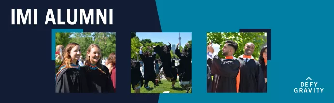 three photos of graduates on a dark and light blue background