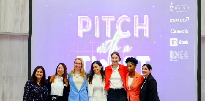 PITCH finalists posing on stage together