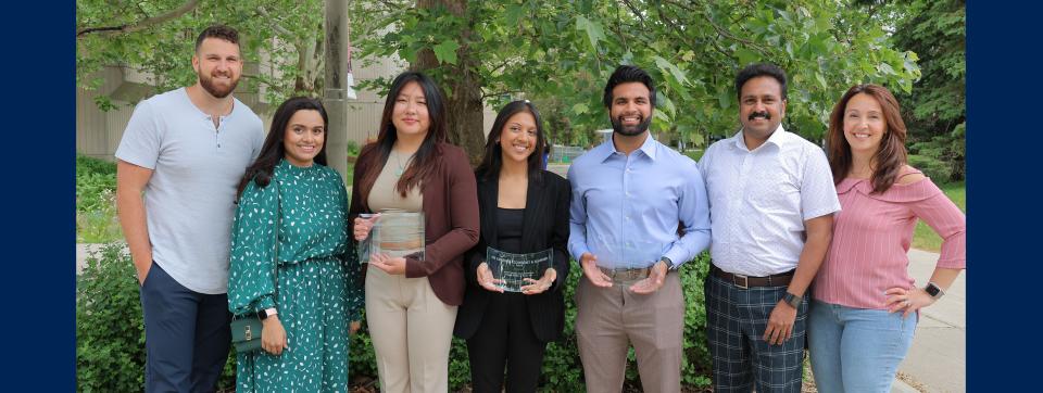 MBiotech student award winners with MBiotech staff