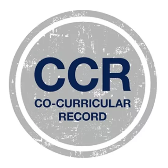 Circle with text, "CCR Co-Curricular Record"
