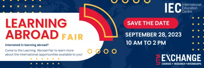 Save the date for Learning Abroad Fair September 28 10am - 2pm