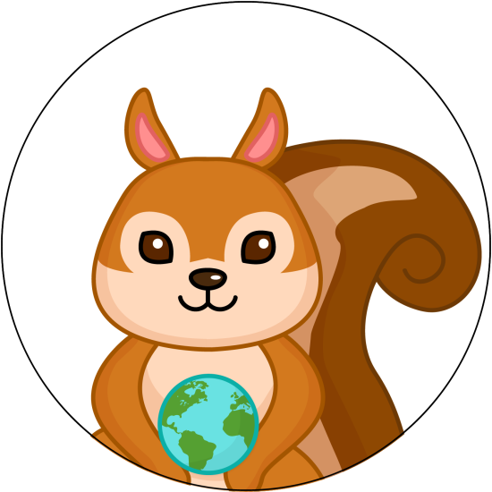 Squirrel holding a globe