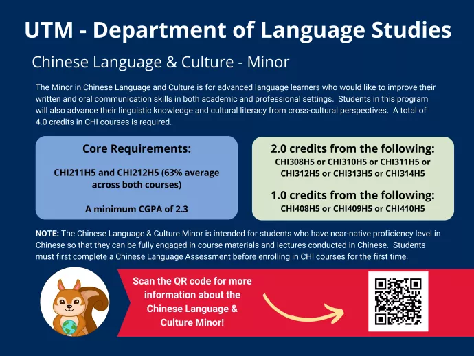 Poster with information about minor in chinese language and culture