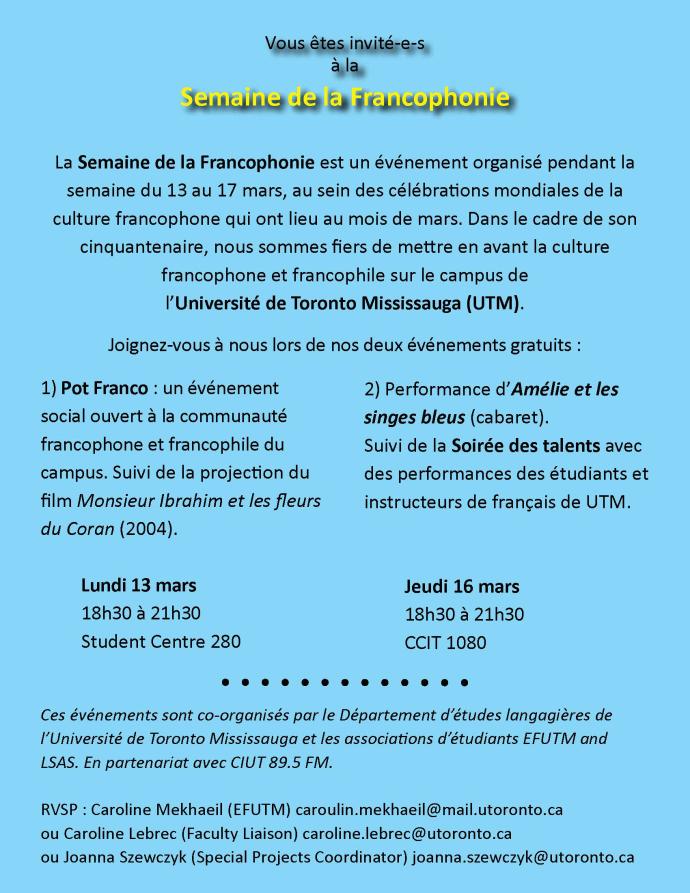 Semaine de la Francophonie - French invitation
