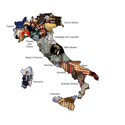 Map collage of Italian Courses that can be explored in the List of Courses link