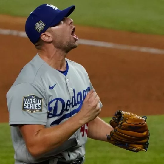Dodgers pitcher Blake Treinen in Game 5 of the World Series.