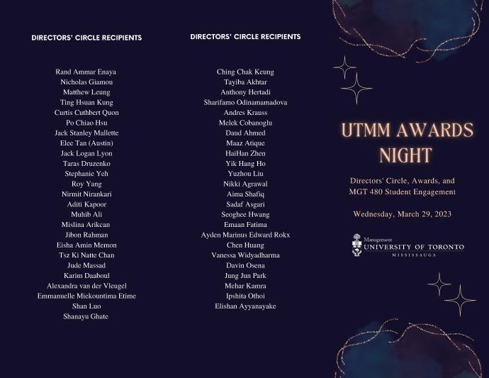 UTMM Awards Brochure Page 1