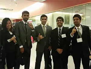 UTM team Contigo Consulting snatch the top prize at this year’s University of Toronto Accounting Competition. From left: Natalie Yu, Ahsun Aziz, Vaibhav Makkar, Vivek Bhatt and Afnan Azam.