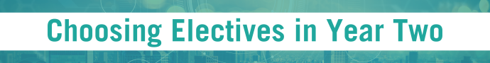 Banner with "Choosing electives in Year Two" in teal