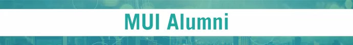 Banner with "MUI Alumni" in teal