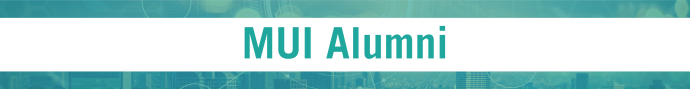 Banner with "MUI Alumni" in teal