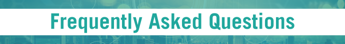 Banner with "Frequently Asked Questions" in teal