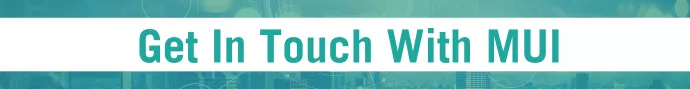 Banner with "Get in Touch with MUI" in teal
