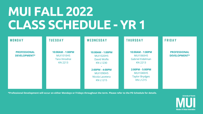 Fall 2022 - yr 1 schedule