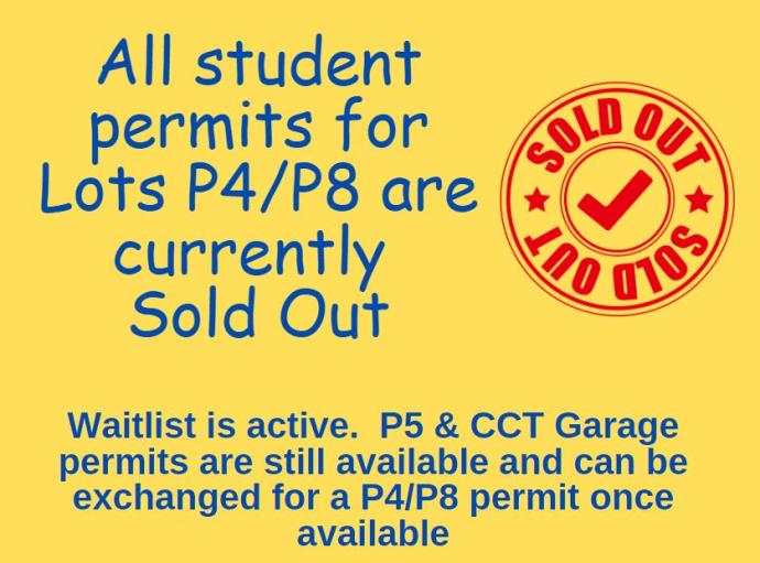 All Student P4/P8 Permits Currently Sold Out.