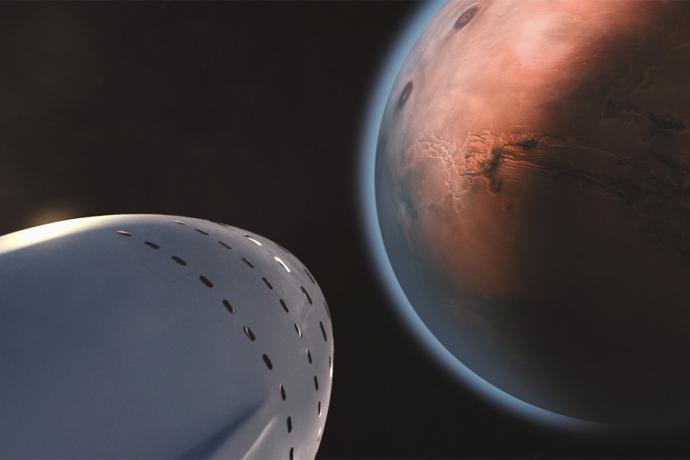Image of a spacecraft approaching Mars. Image from Pexels.