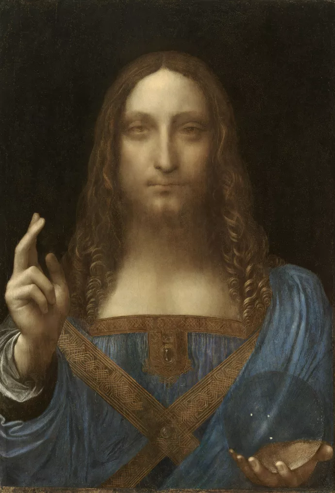 Leonardo da Vinci's painting Salvator Mundi. Image from Wikimedia Commons.