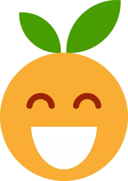 A cartoon picture of an orange smiling. Image from FreeSVG.org.