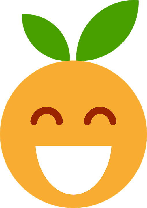 A cartoon picture of an orange smiling. Image from FreeSVG.org.