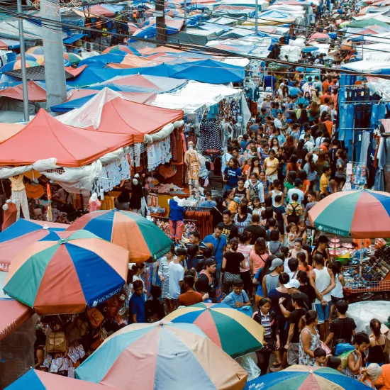 Crowd of people in a market