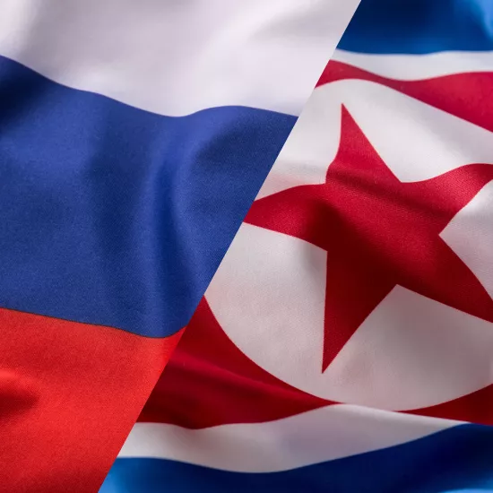 Russia and North Korea Flag