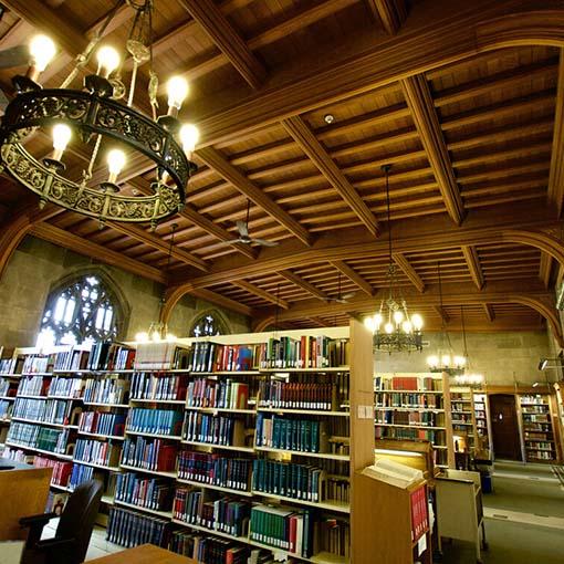Interior of Emmanuel College Library at Victoria College