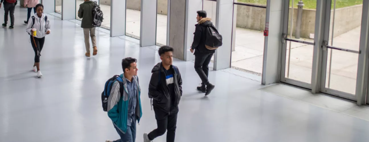 Students walking in hall