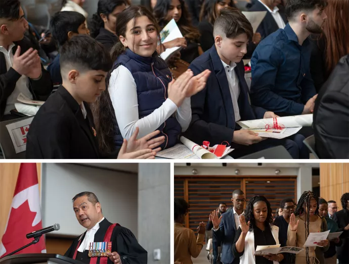 Collage of various attendees at UTM's Canadian Citizenship Ceremony