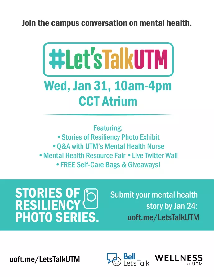 Poster for #LetsTalkUTM mental health fair