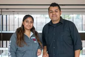 Assistant professor Jerry Flores and his research assistant, Aarthi Thota