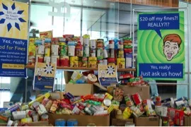 Image of donated foods at library