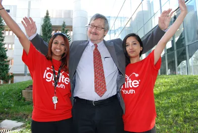 Professor Anthony Wensley with students at Ignite Youth